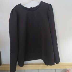 Stella & Dot Womens Black Dress Sweatshirt Style Shirt 2X Pleated Long Sleeve